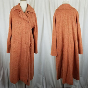 Vintage Vogue Couturier Dbl Breasted Herringbone Wool Peacoat Womens S Handmade